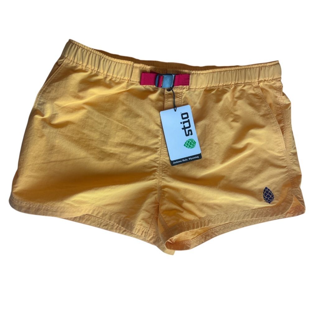 NWT Stio Summer Haze Orange Nylon Goodwin 3" Hiking Adventure Shorts Size XL